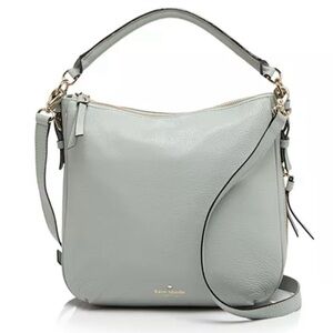 Kate Spade Mint Green Pebble Leather Expandable Crossbody Hobos Handbag Purse